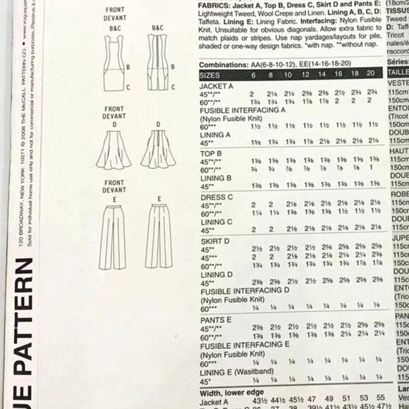 Sewing Pattern Vogue V1068 Wardrobe Jacket Top Skirt Pants Suit 4 Option 6-12 - Picture 3 of 6